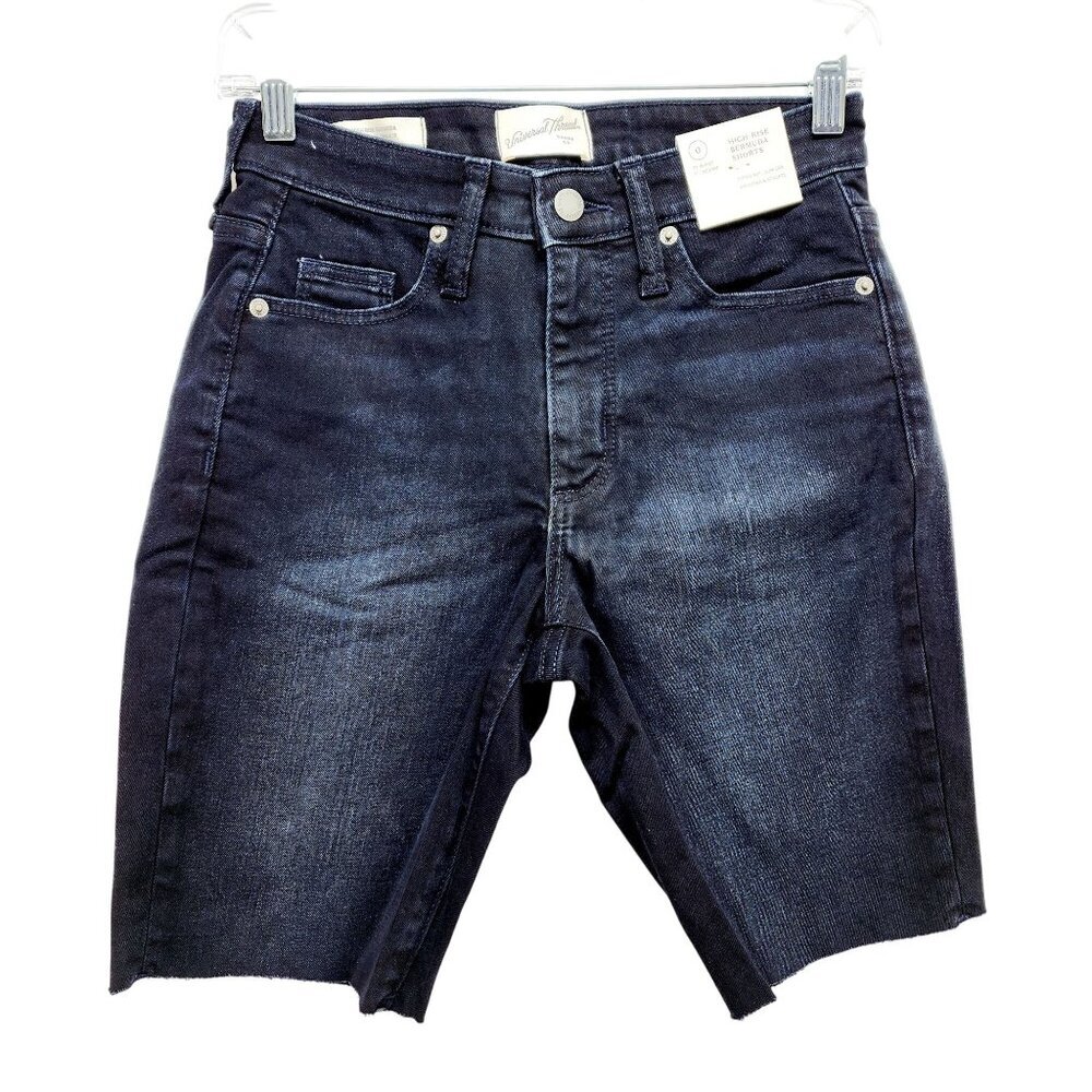 High-Rise Bermuda Denim Shorts Universal Thread Slim Leg Smooths  Size 0/25